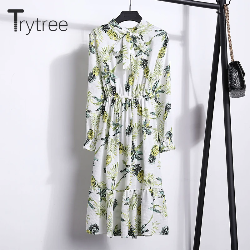 Trytree летнее осеннее богемное платье с цветочным принтом 3 цвета женские платья