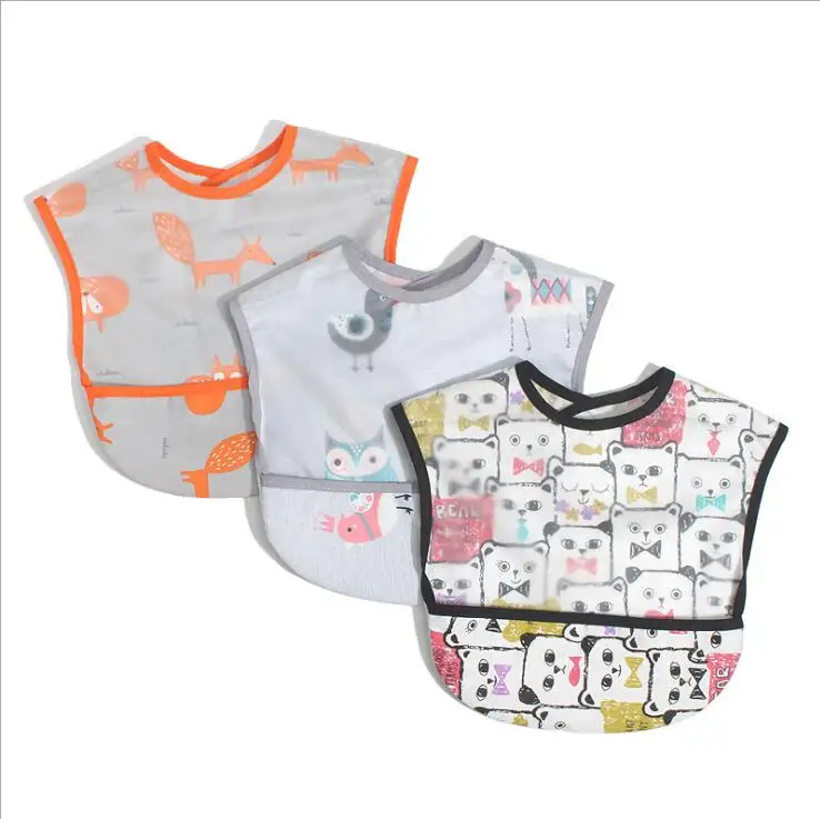 Waterproof Coverall Girl Boy Kid Junior Bib Short Sleeve Art Smock EVA Baby bibs Burp clothes easy clean Cute baby saliva towel | Детская