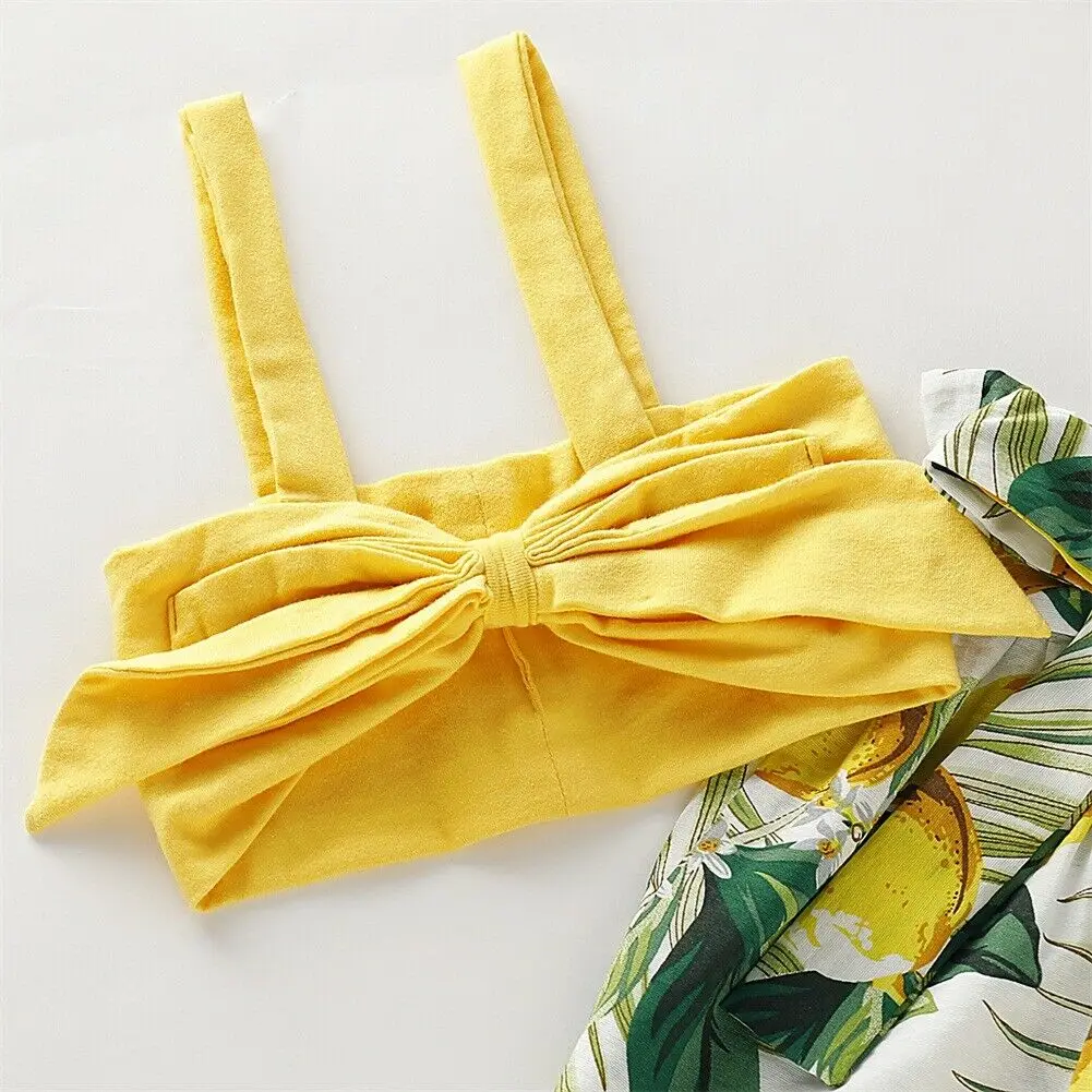 Летняя одежда для новорожденных 2 шт. желтая футболка + длинные брюки с