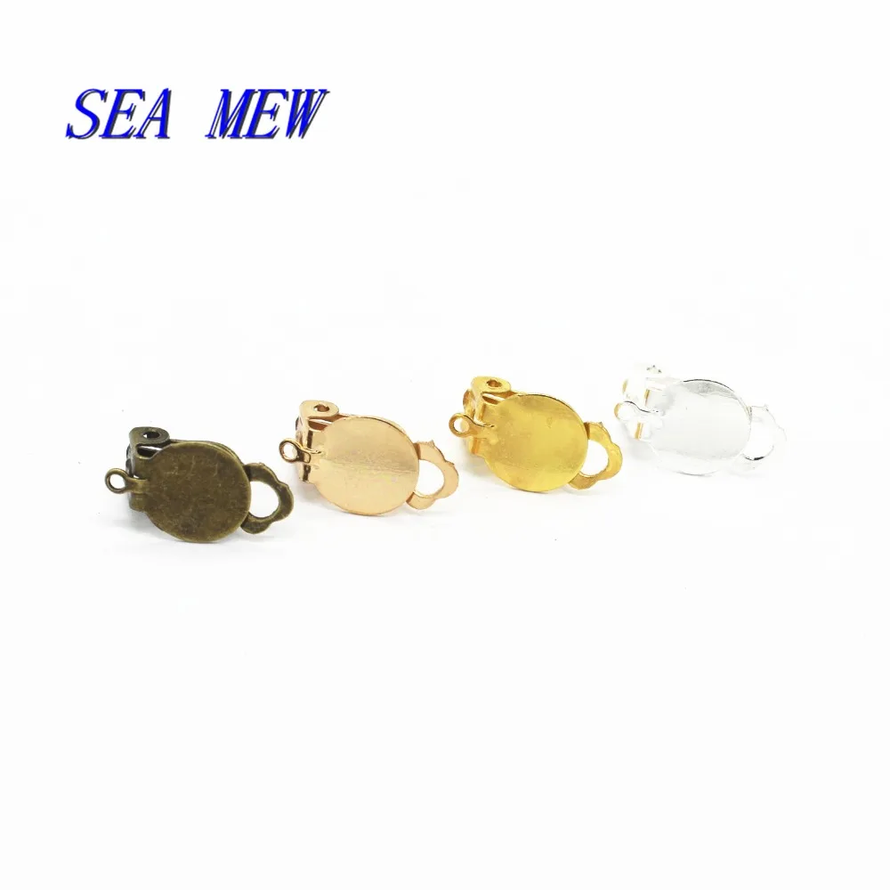 SEA MEW, 100 шт, 10 мм, железные клипсы для ушей для женщин, не пирсинг, серьга в виде клипсы, проволока для ушей, крючки, фурнитура для изготовления ювелирных изделий