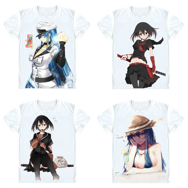 Akame Ga Kill! ga Kiru! Футболки с коротким рукавом Аниме Манга Jaegers Kurome Esdese Esdeath Esudesu