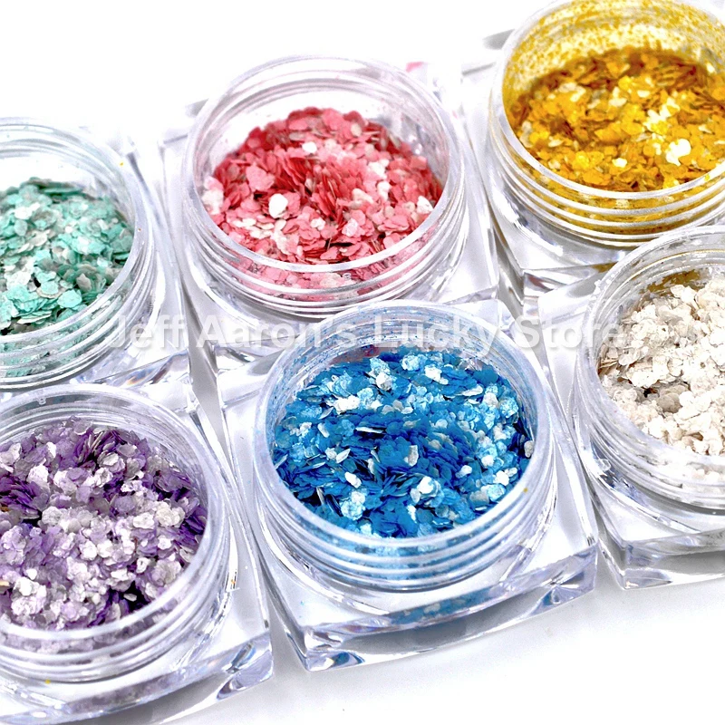6 видов цветов акриловый порошок для ногтей ломтик дробленая оболочка фрагменты