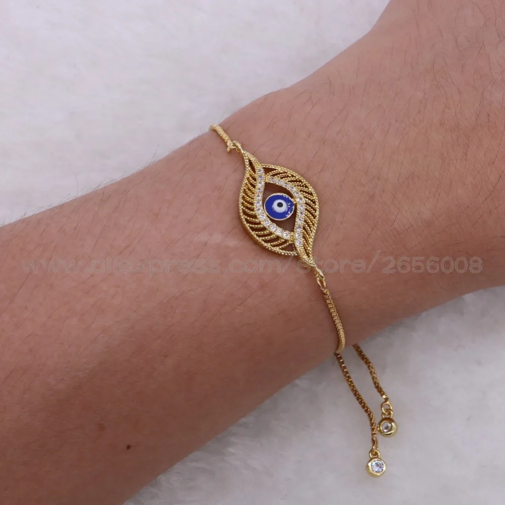 Турецкий высококачественный браслет с синими глазами регулируемый для