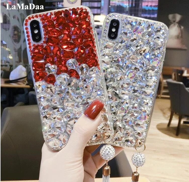 LaMaDiaa Шикарный чехол для телефона из ТПУ со стразами и кристаллами iphone 11 12 X XS MAX XR 5S