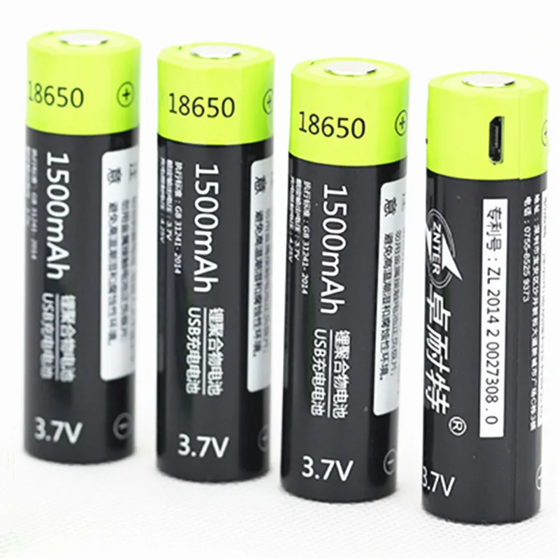 2 шт./лот ZNTER 18650 3 7 В 1500 мАч USB аккумуляторная батарея Lipo для RC передаточных
