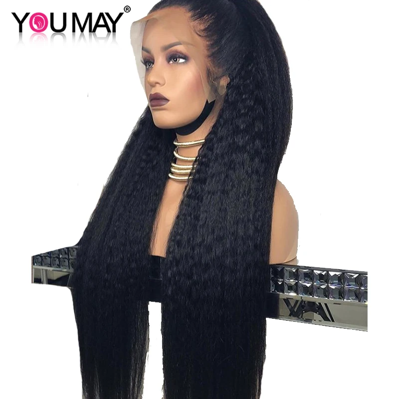 

180% Kinky Straight 360 Lace Frontal Wigs Pre Plucked Baby Hair Brazilian Hair Lace Front Human Hair Wigs For Women You May