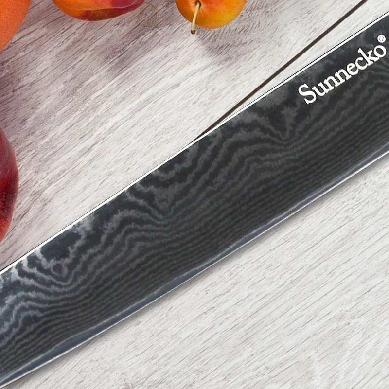 Нож кухонный из дамасской стали SUNNECKO VG10 японское лезвие 8 дюймов с деревянной