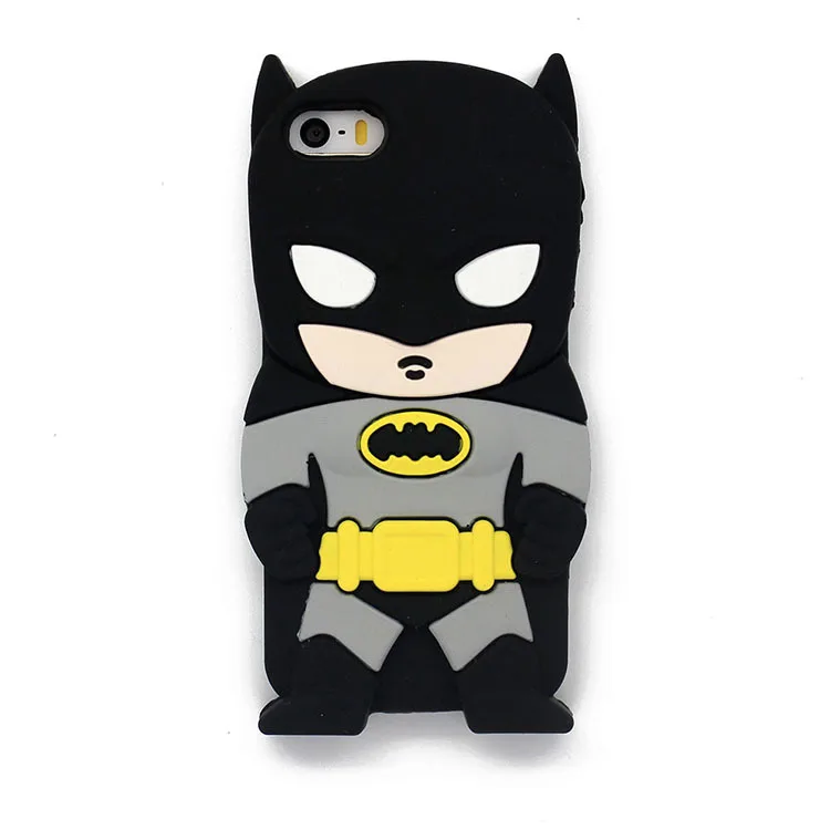 Black Batman 3D милая Мягкая силиконовая задняя крышка с животными из мультфильмов для iPhone 5 5S 5C SE 6 6s 7 8 Plus X XS XR XS Max чехол для телефона Funda Capa - Цвет: Black Batman