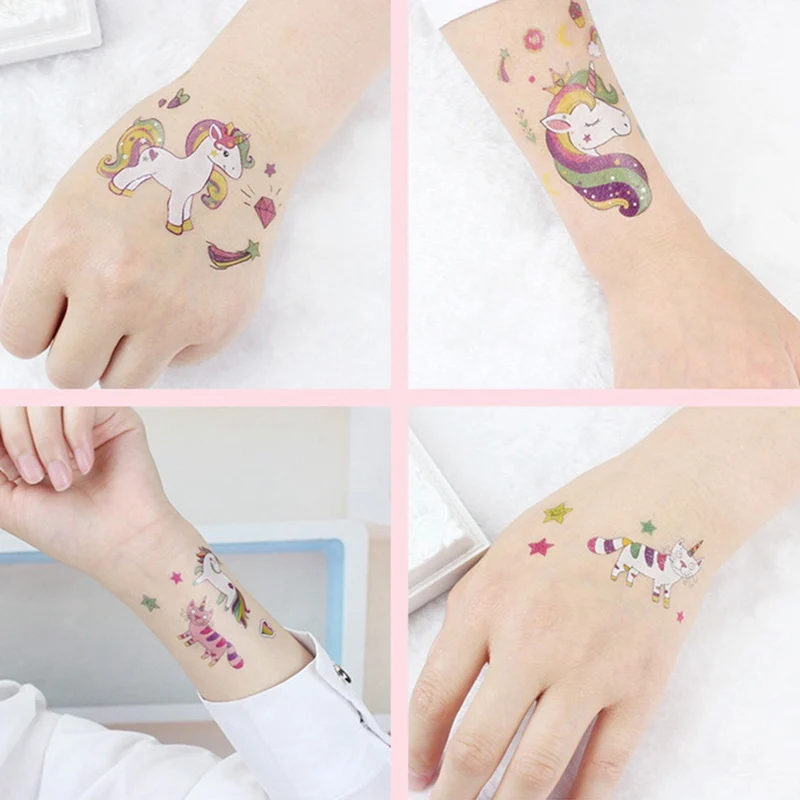 Летние Мультяшные тату Единорог для детей милые детские татуировки временная
