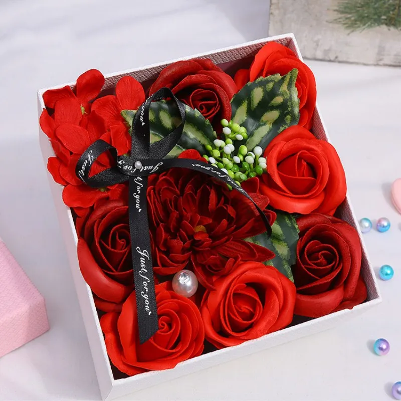 

Custom-made artificial rose soap flowers handmade creative flower box valentine's day gift Free Shipping