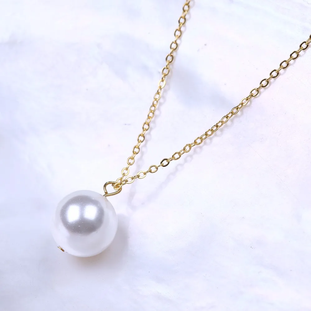 Золотой цвет цепь круглой формы мать раковины одно жемчужное ожерелье и серьги
