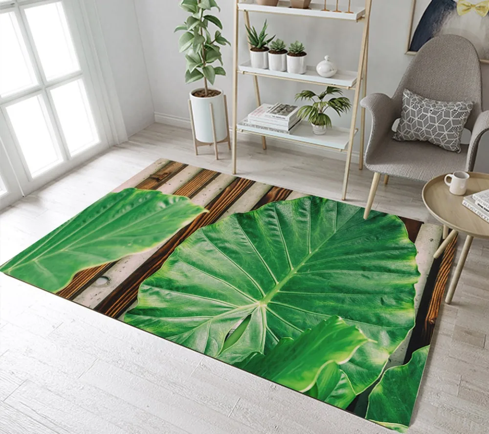 INS стиль зеленый лист ладони Прохладный гостиной области коврики детская комната