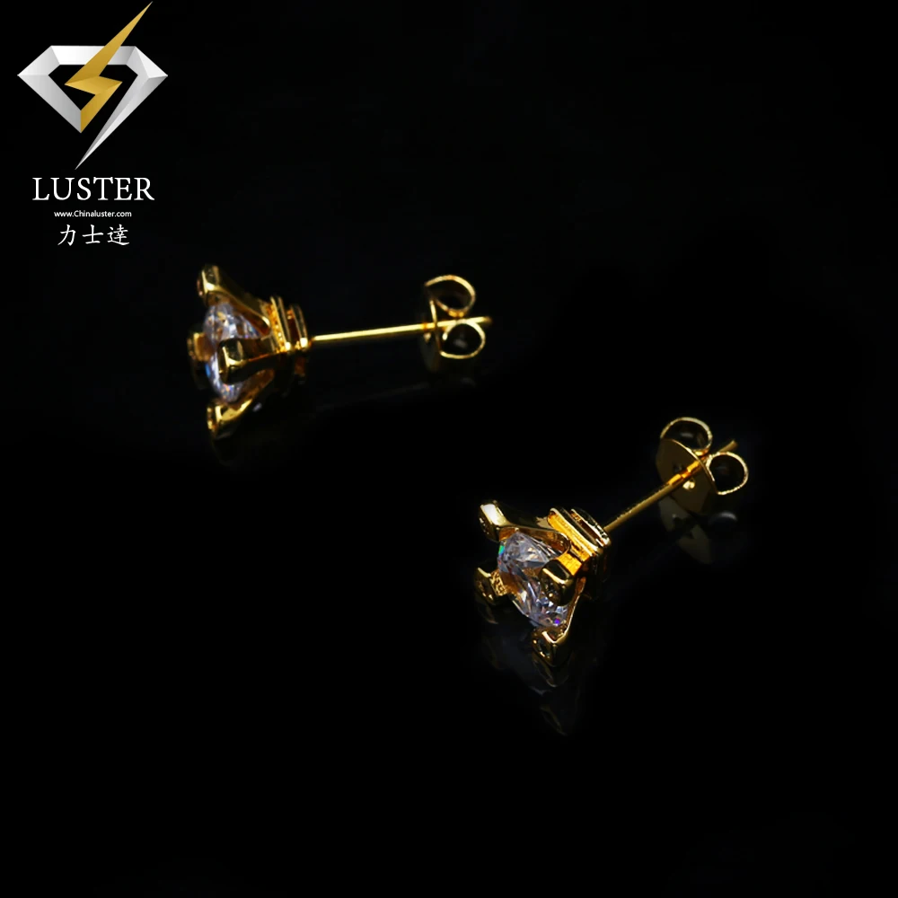 Тонкое мастерство 6 мм Блестящий Круглый фианит Желтое золото Покрытие медные