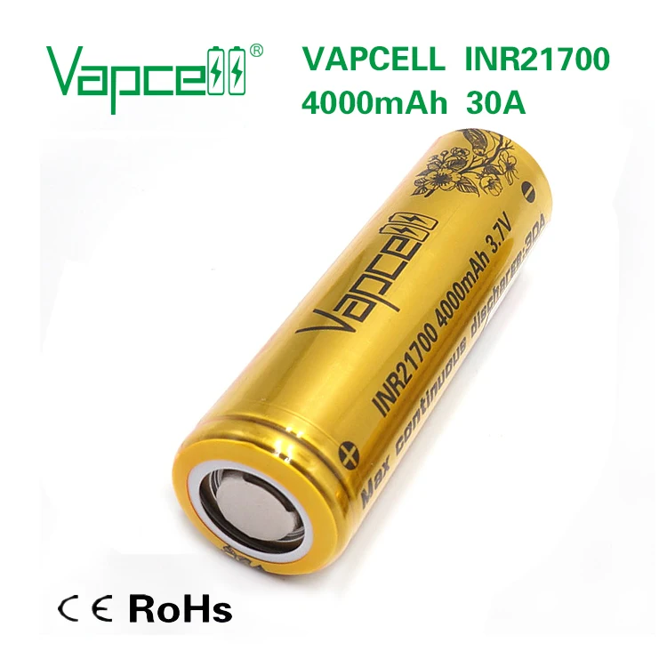 2шт VAPCELL INR21700 21700 батарея 4000mAh литиевая 30A аккумуляторная батарея высокой мощности Электрический инструмент дым E-CIG батарея мод