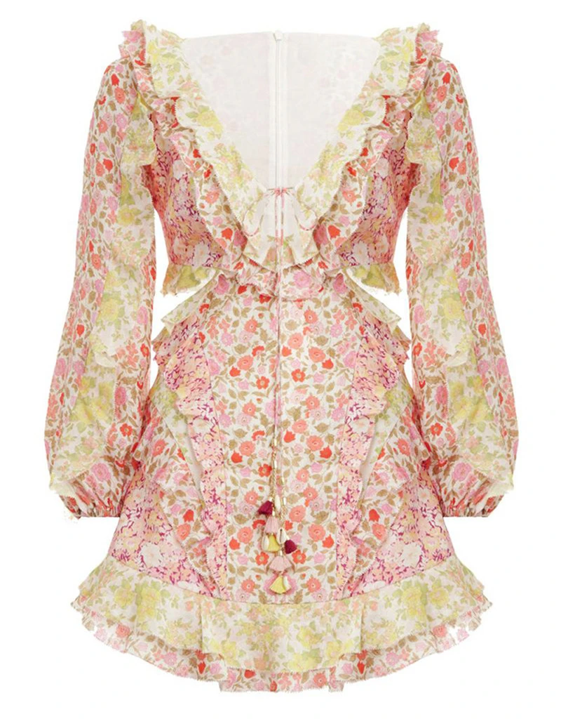 2019 summer floral print women dress beach holidy ruffles splice sexy high quality fashion mini | Женская одежда