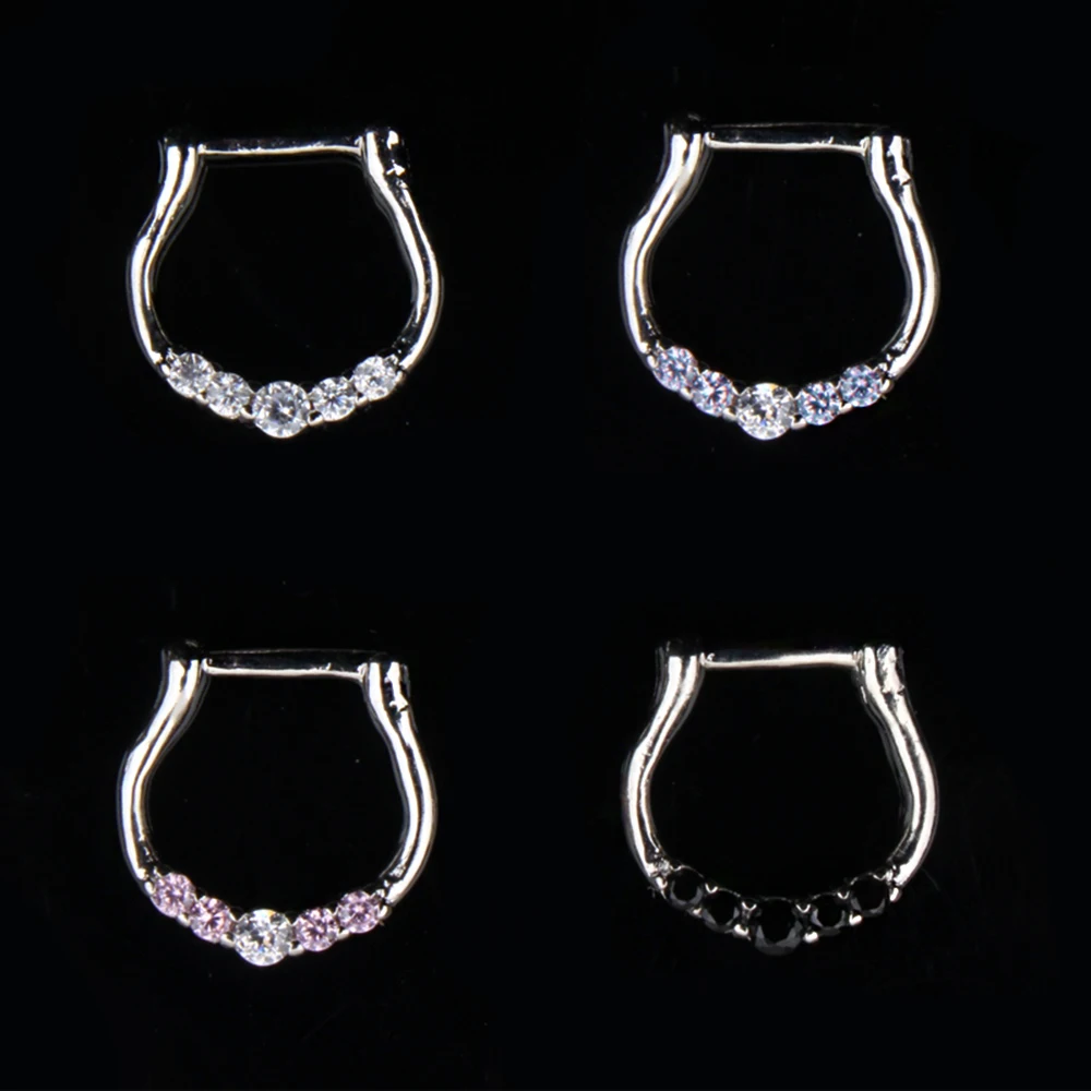 Кольцо женское розовое с фианитами ювелирное украшение для пирсинга носа 16g 1