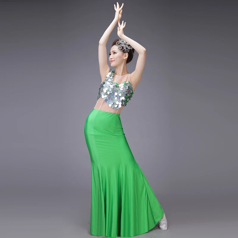 Костюм китайского народного танца Женский костюмы таиландского павлина