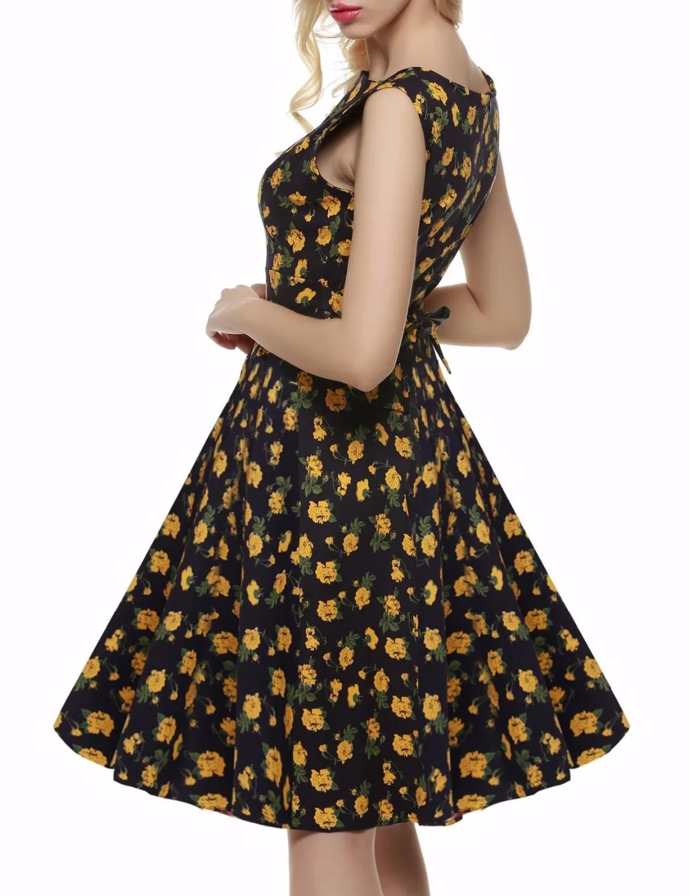 Belle Poque цветочный принт 50s 60s винтажные платья Одри Хепберн 2017 Новый стиль летнее