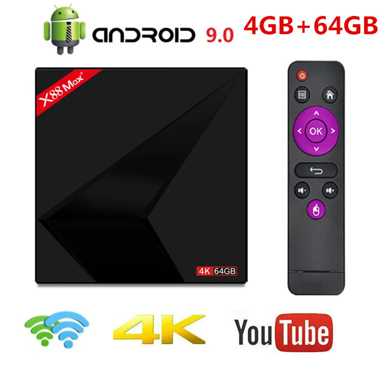 ТВ приставка X88 Max Plus 4GB 64GB 4K Smart Android 9,0 ТВ приставка RK3328 Penta-Core 2,4G/5G Dual Wifi BT type-c медиаплеер приставка - Цвет: 4gb64gb BOX only