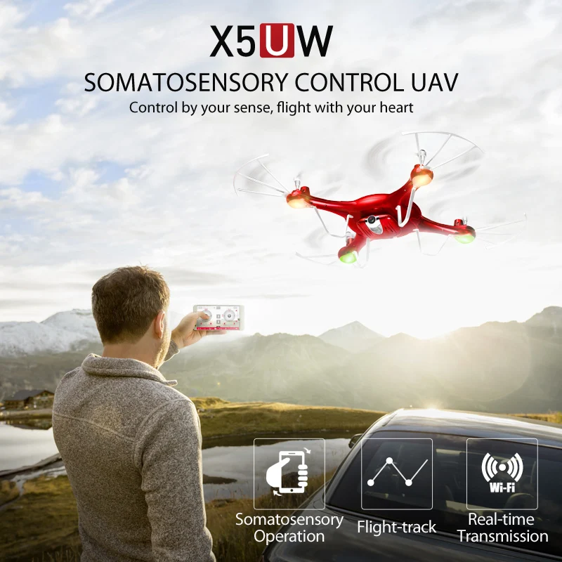 Дрон SYMA X5UW с камерой FPV WiFi HD 720P Трансмиссия квадрокоптера в реальном времени 2 4G 4CH