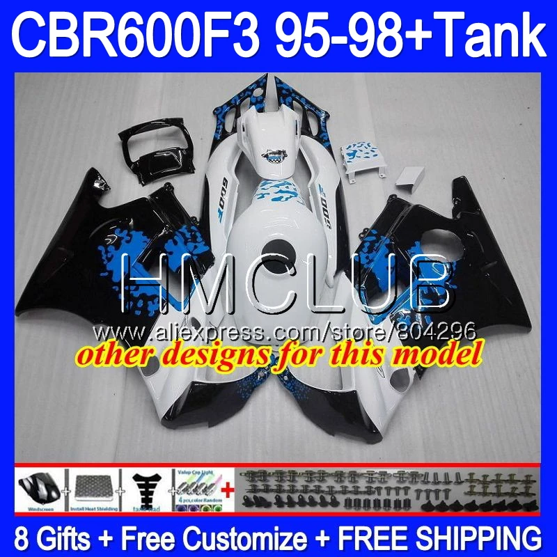 Корпус обтекателя для HONDA CBR 600F3 FS 600 F3 95 96 97 98 59HM.9 CBR600FS CBR600 CBR600F3 глянцевый черный 1995