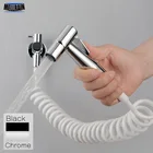 Black  Chrome Toilet Bidet Sprayer Kit. Metal Wall Mounted Handheld Bidet Faucet Set 3 Meters Shower Hose