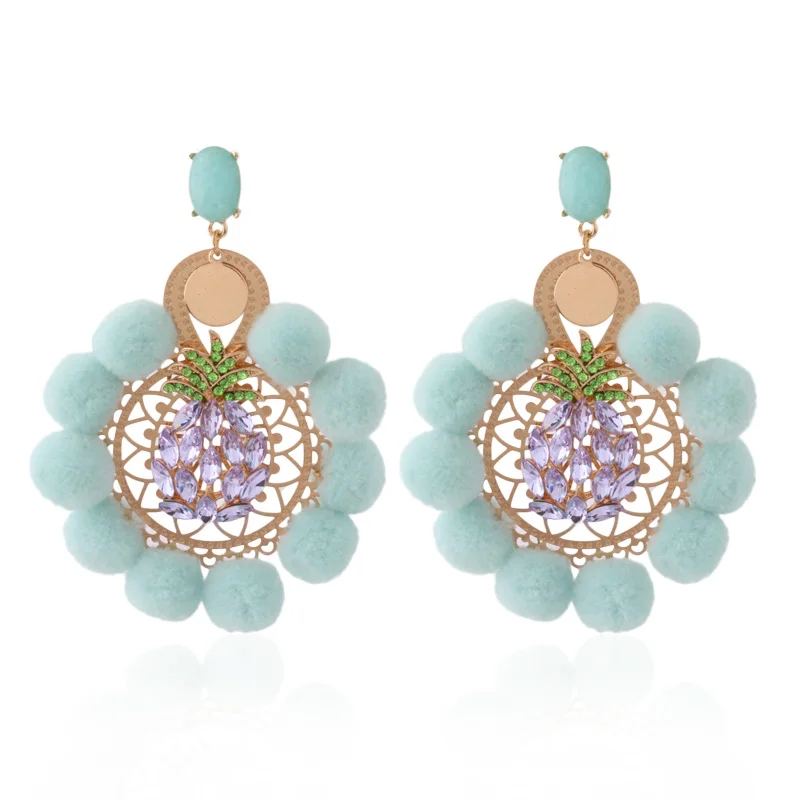 Большие серьги NeeFu WoFu в форме шарика брендовые длинные с искусственным камнем