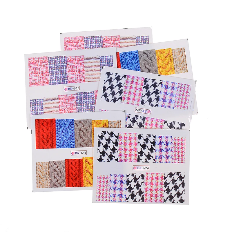 Красота свитер ткань узор водная переводная наклейка дизайн ногтей наклейки s