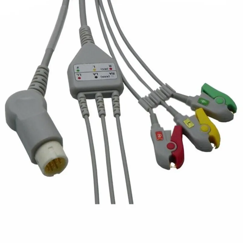 2017 совместимый с Philips/HP 12Pin MP20/vm6 кабель ЭКГ для монитора пациента цельный 3-жильный