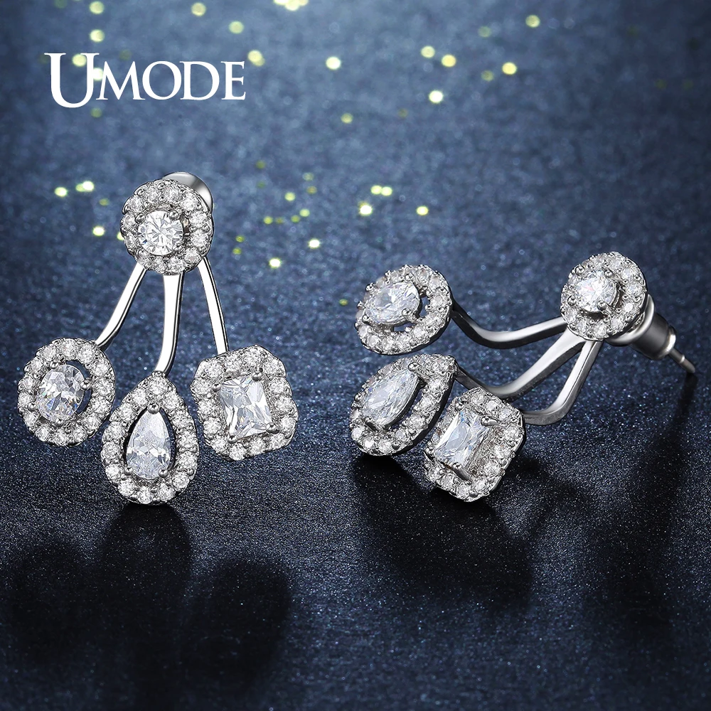 UMODE Креативный новый дизайн четыре овальные квадратные круглые серьги AAA CZ