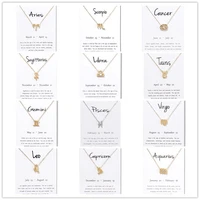 new pisces aquarius aries taurus leo capricorn choker necklace birthday gifts 12 constellation pendant necklace with white card