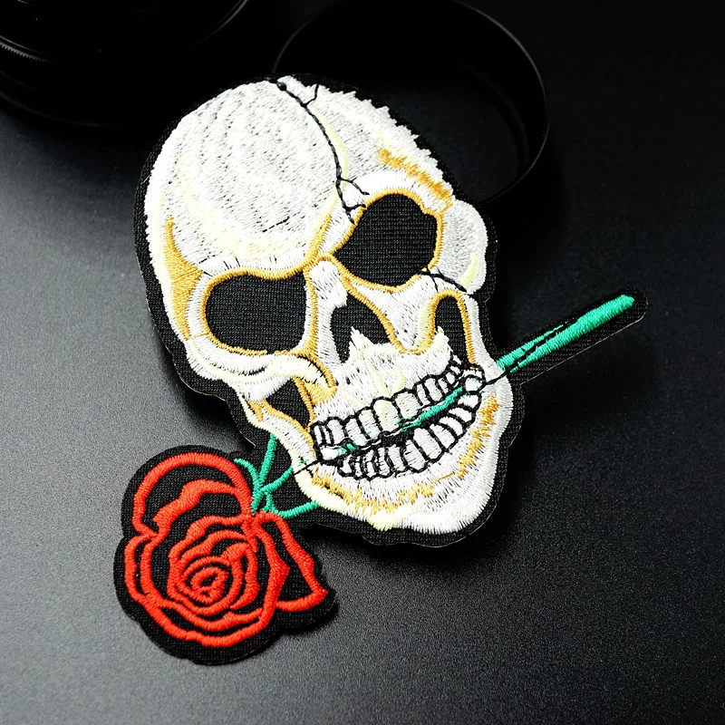 Нашивка с изображением черепа розы (Размер: 10 2x9 3 см)|badge patch|patches embroideredclothes stickers |