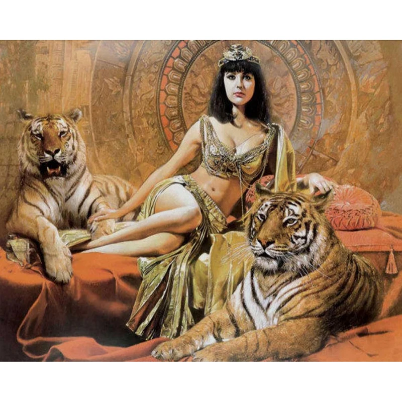 New 5D DIY diamond embroidery beauty&amptiger painting Cross Stitch full round Rhinestone mosaic home decoration picture | Дом и сад