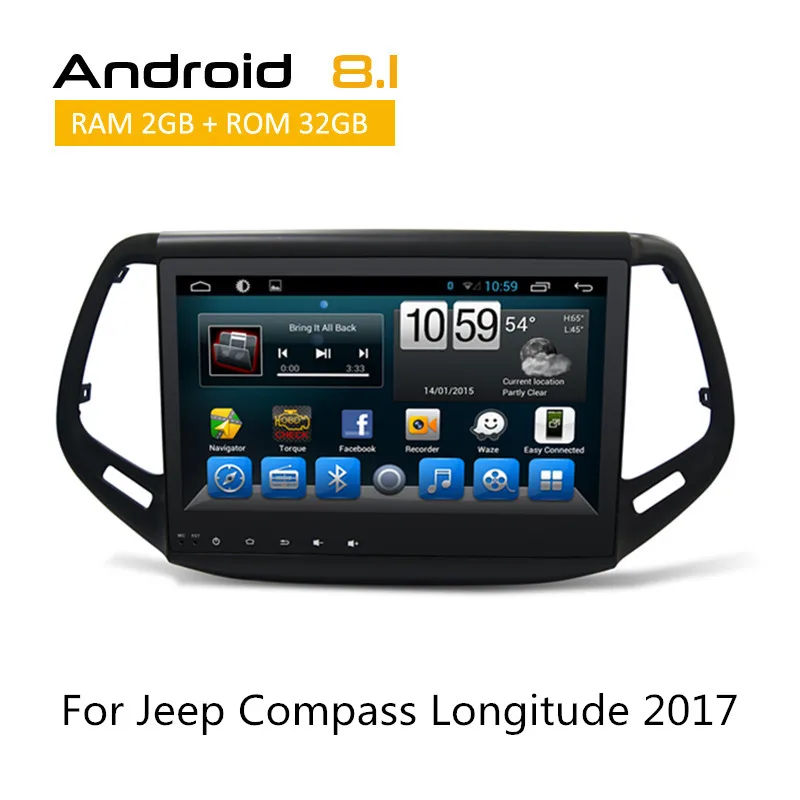10 1 дюймов авто радио для Jeep компасы долгота 2017 gps навигации Android 8 системы