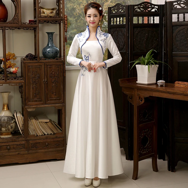 

Traditional China New Woman Dresses Spring and Autumn Vintage Chinese qipao dresses long style improved cheongsam qipao