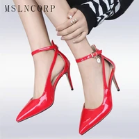 plus size 34 47 fashion women pumps ladies sexy pointed toe super high heels office ankle strap sandals party club wedding shoes