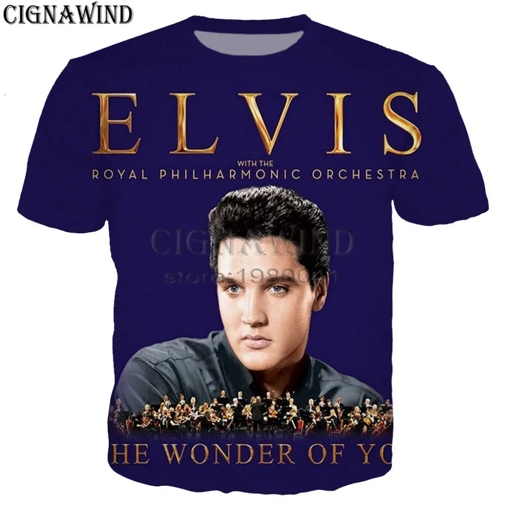 Новая футболка Harajuku Rock singer Elvis Presley Мужская/женская с коротким рукавом 3D Футболка