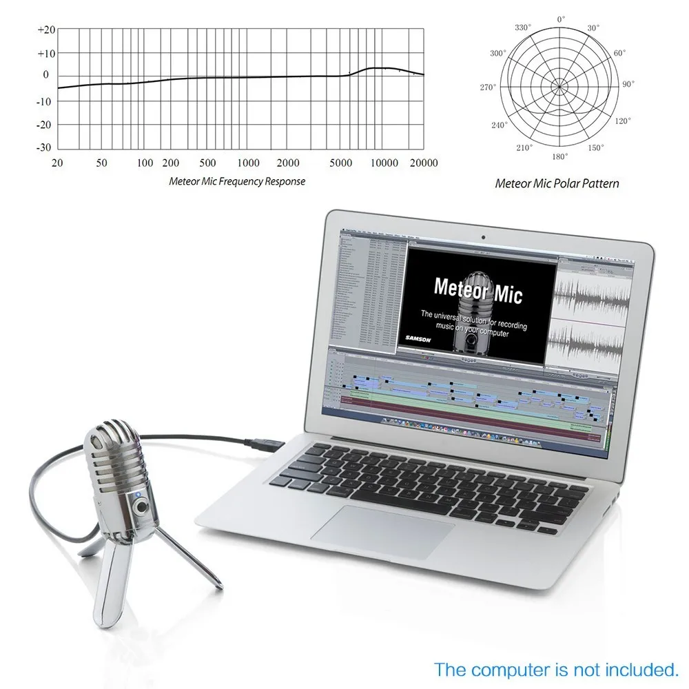 Samson Meteor USB Студийный конденсаторный микрофон с выходом для наушников для записи видео и VOIP игр
