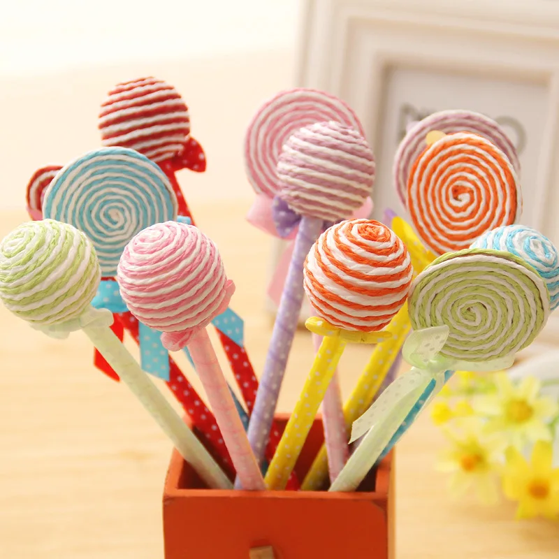 

3pcs Random Cute Cartoon Lollipop Shape Ballpoint Pen Personalized Creative Office School Stationery Supplies Kids Kawaii Toy