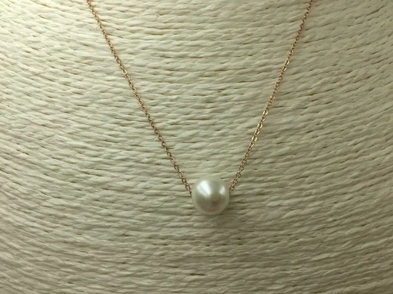 Модный кулон из нержавеющей стали с большим искусственным жемчугом ожерелье