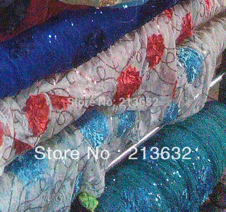 stretch african lace handwork embroidery fabric french flower flashing new 5meter sequin on cotton elastic |