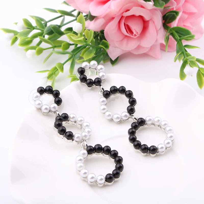 2018 Новые популярные серьги инкрустированные жемчугом и водяным сверлом покрытые