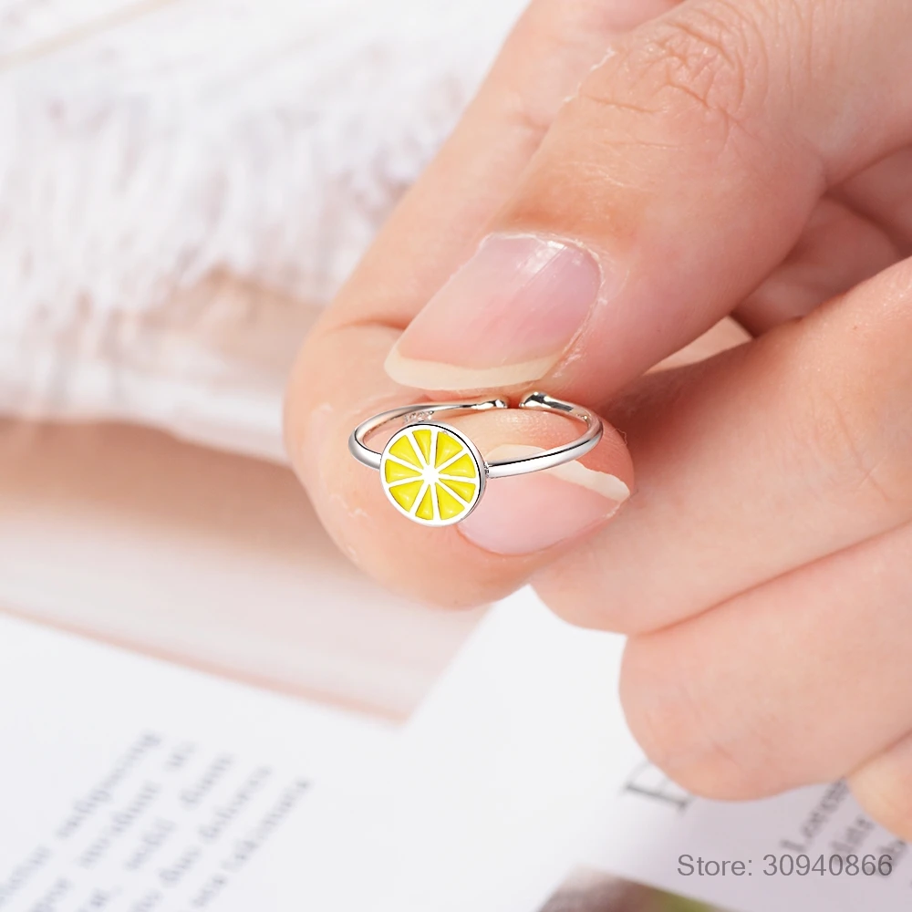 Новинка 925 простое популярное Открытое кольцо в виде милых серебряных фруктов и