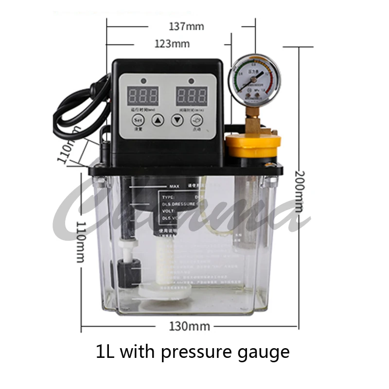 1L with gauge Электромагнитный смазочный насос, автоматический смазочный масляный насос, 1L 2L 220 V, для станка с ЧПУ, токарного станка, guid, смазочного станка - Цвет: 1L with gauge