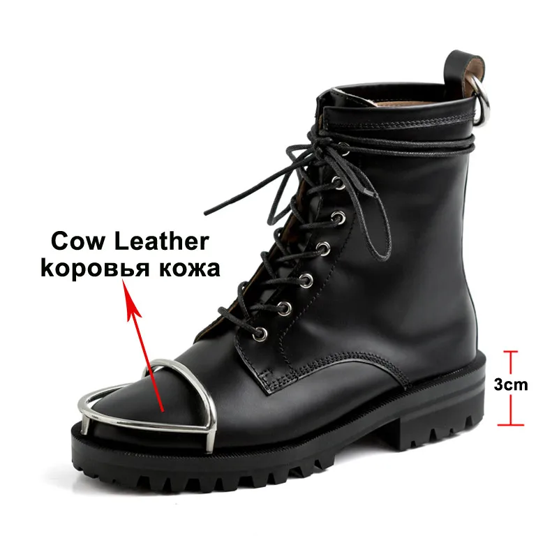 Meotina/осенние мотоциклетные ботинки женские ботильоны из натуральной кожи на