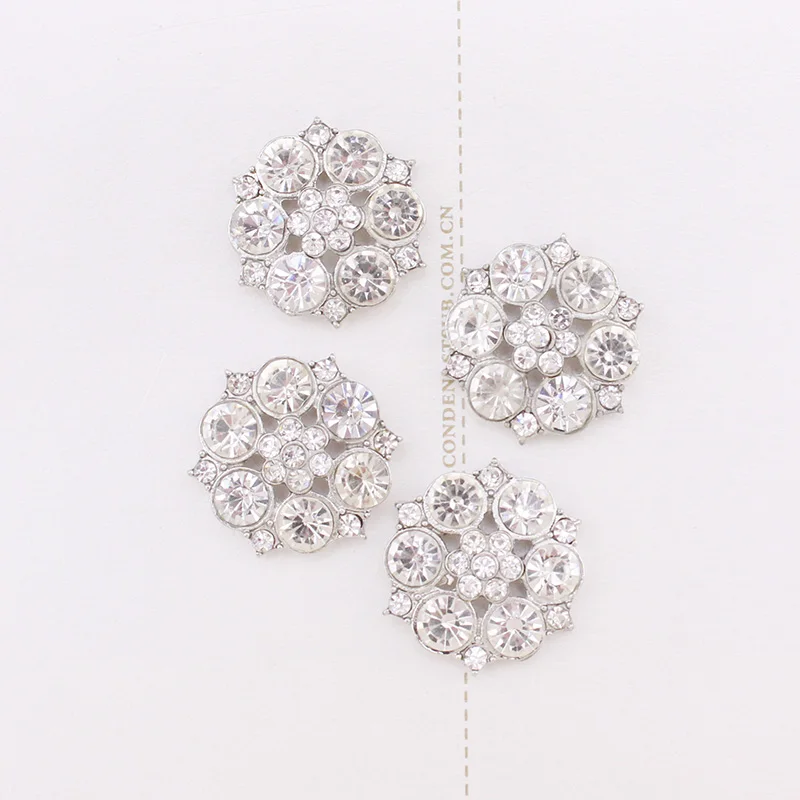 

50Ppcs/lot 25MM Clear Rhinestones Buttons DIY Flat Back Embellishments Hair Accessories Wedding Invitation Card Decoration NK034