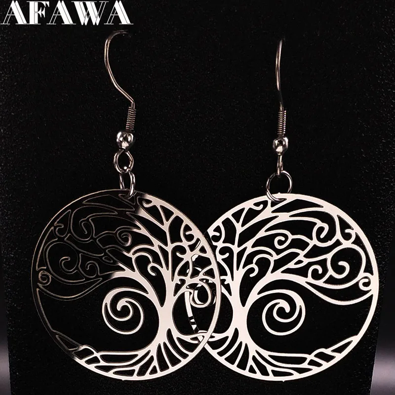 Женские серьги подвески Древо жизни из нержавеющей стали|bohemian drop earrings|bohemian