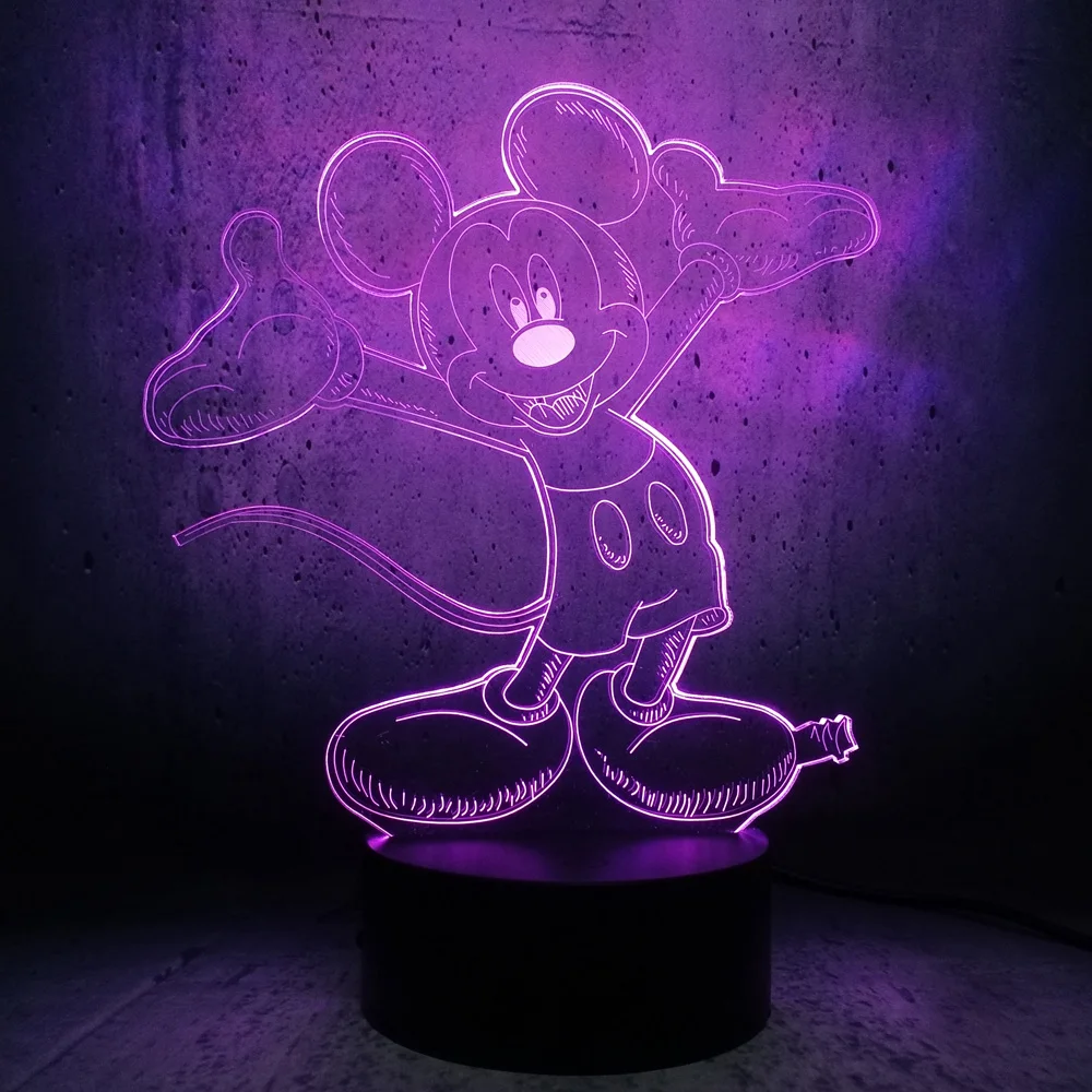 3D LED Микки волна руки улыбка лицо USB ночник Рождественский подарок стол