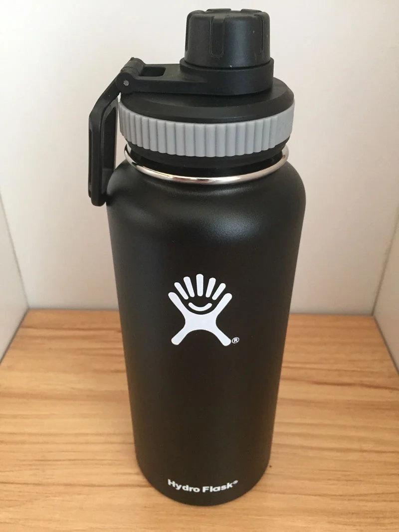 32oz Black 32 унц./40 унц. Гидро теплоизолированная колба из нержавеющей стали Спорт Бутылочка с широким горлом с аэратор - Цвет: 32oz Black