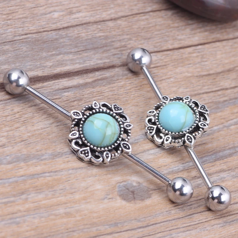 12 шт. голубые ушные Промышленные Штанги штанги брикет серьги ювелирные изделия